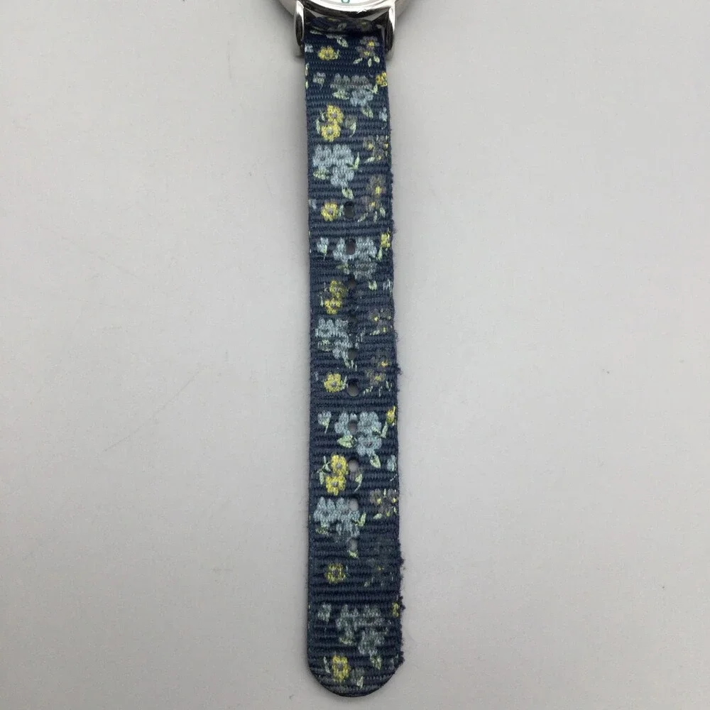 Timex Indiglo Womens Watch 31mm White Dial Blue Floral Nylon Strap New Battery